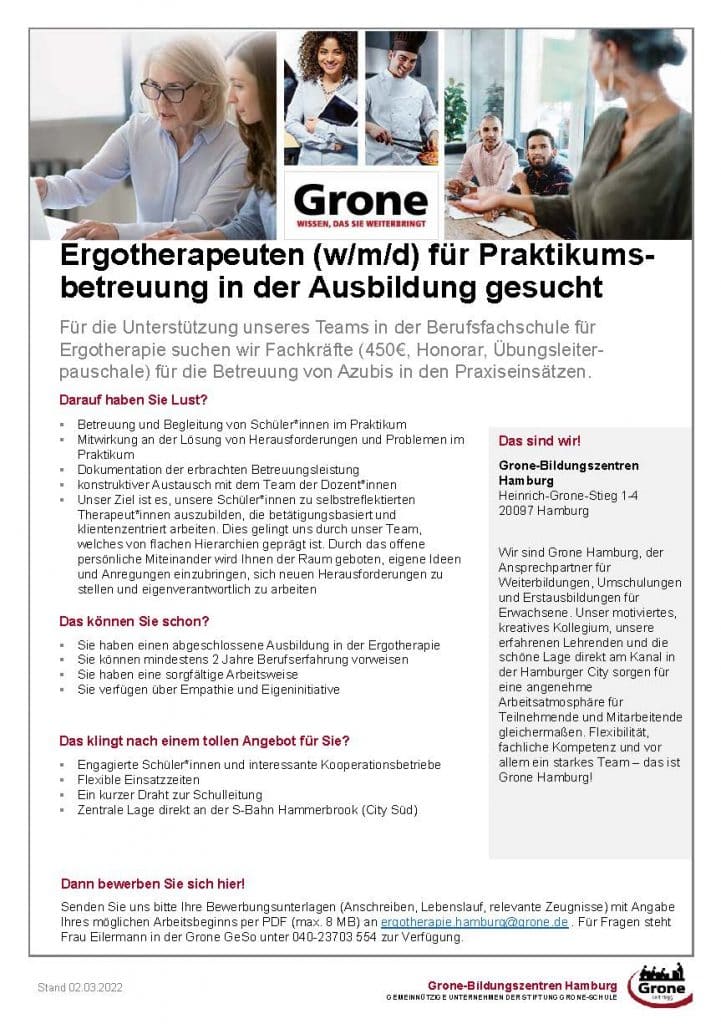Stellenanzeige der Ergotherapie